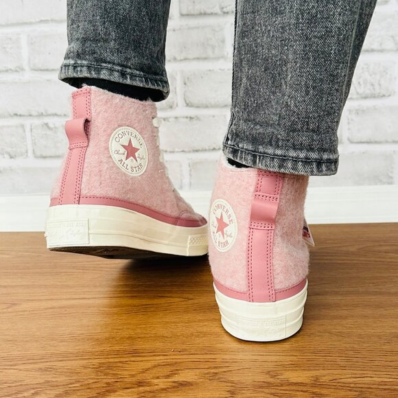 ❤️Converse Chuck 70 Hi Womens Shoes Sneakers 8.5 Pink Winter Faux Mohair A07943C - Picture 5 of 11